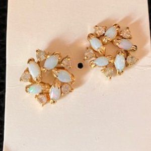 Opal and Diamond Earrings